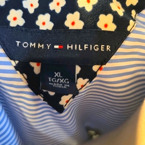 233 Tommy Hilfiger Blue and White Striped Shirt - Picture 7 of 9